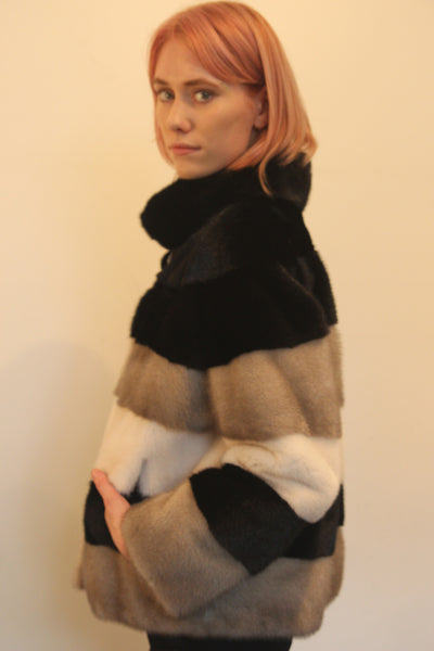 Tricolour Mink Jacket